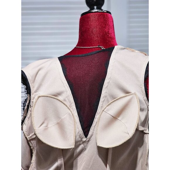 Betsy & Adam Black Lace Floral Nude Underlay Open Back Maxi Dress Size 4 2223 - Picture 13 of 16